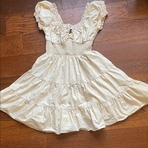 Princess Polly Cream Ruffled Dress